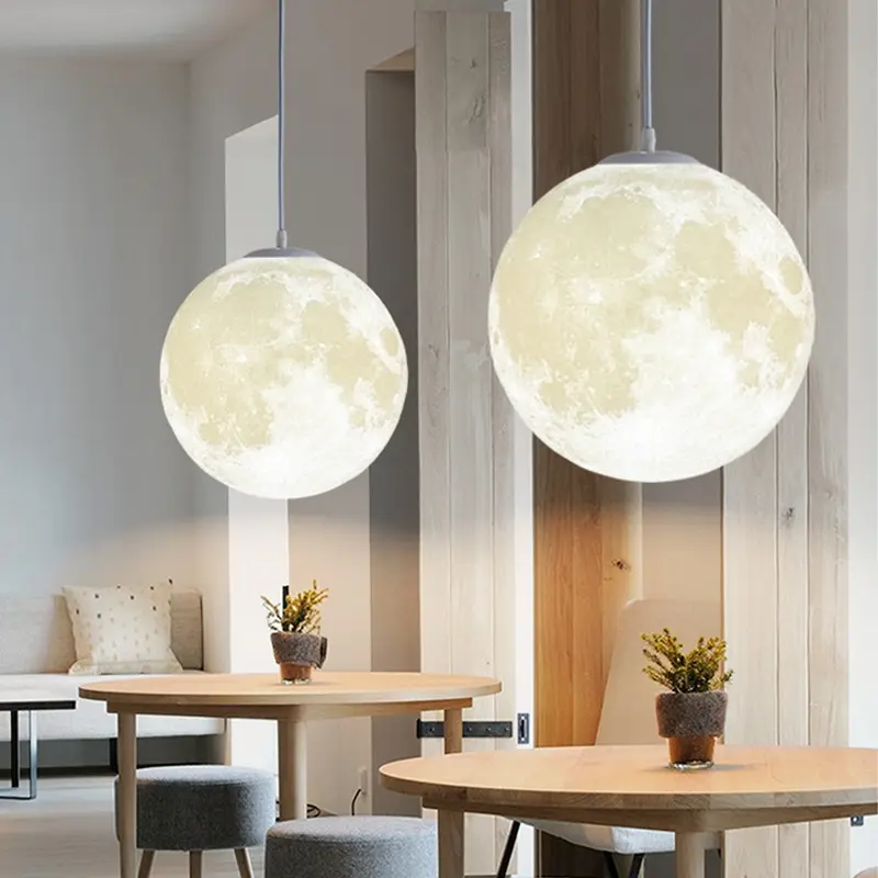 3D printed moon chandelier bedroomliving room dining room chandelier modern PLA environmentally friendly round ball moon lamp