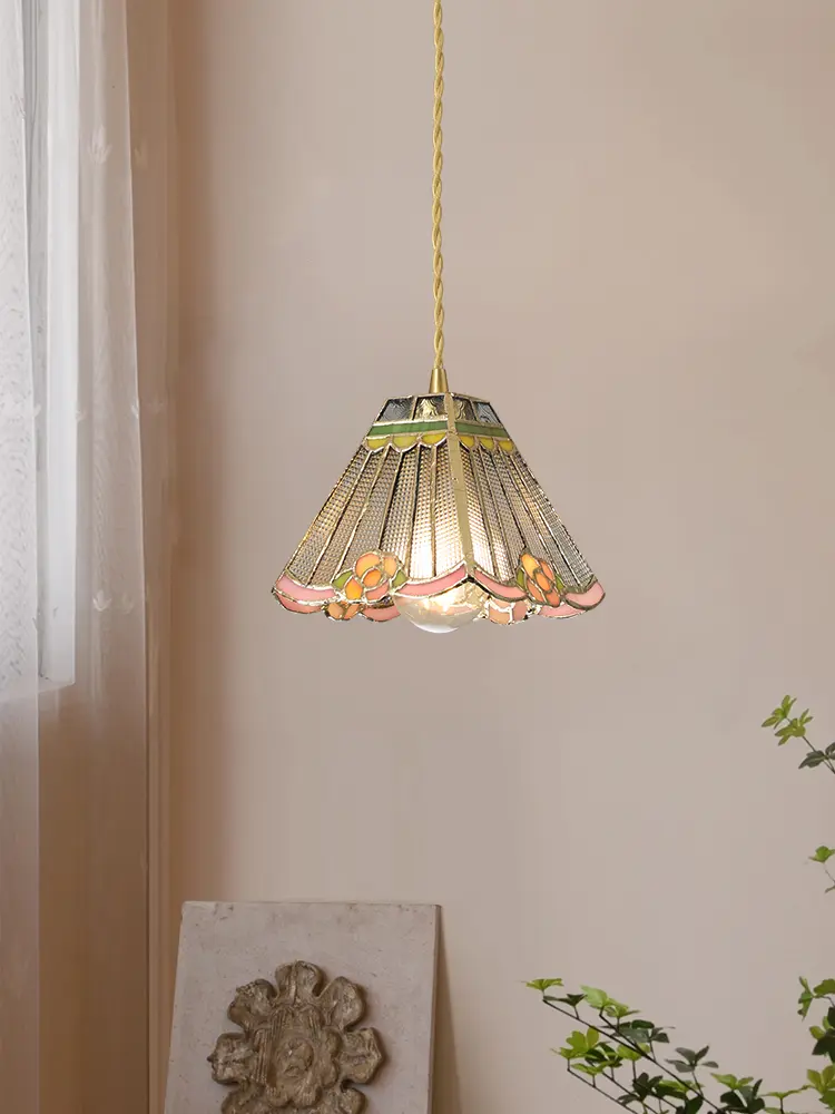European And American Antique Tiffany French Colorful Glass Chandelier Bedroom Bedside Lighting Atmosphere Lighting Chandelier