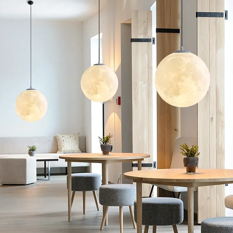 3D printed moon chandelier bedroomliving room dining room chandelier modern PLA environmentally friendly round ball moon lamp