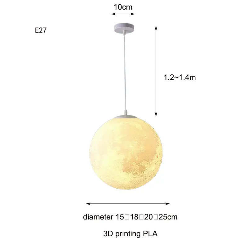 3D printed moon chandelier bedroomliving room dining room chandelier modern PLA environmentally friendly round ball moon lamp
