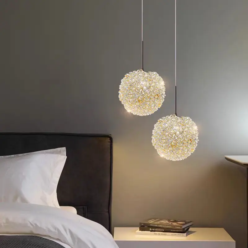 Swiss Modern Luxury K9 Crystal Octagonal Beads Handmade Beaded Dining Room Bed long Line Small Chandelier French Wall Lamp