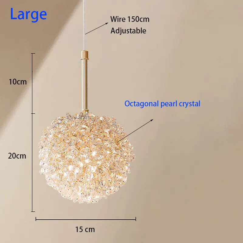 Swiss Modern Luxury K9 Crystal Octagonal Beads Handmade Beaded Dining Room Bed long Line Small Chandelier French Wall Lamp
