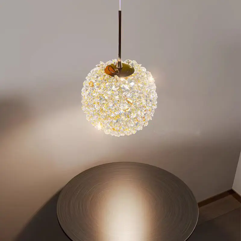 Swiss Modern Luxury K9 Crystal Octagonal Beads Handmade Beaded Dining Room Bed long Line Small Chandelier French Wall Lamp