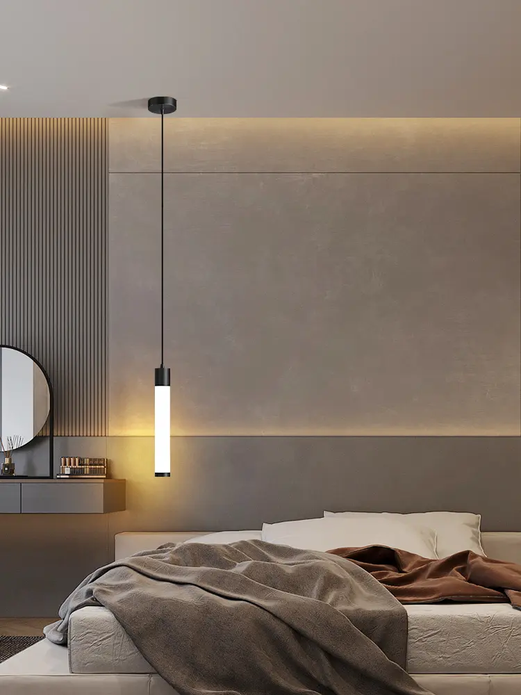 Sunlight Tube Restaurant Bedroom Bedside Long Line pendant Lamp Modern Minimalist Fish Line Lamp White Acrylic Pendant Lamp