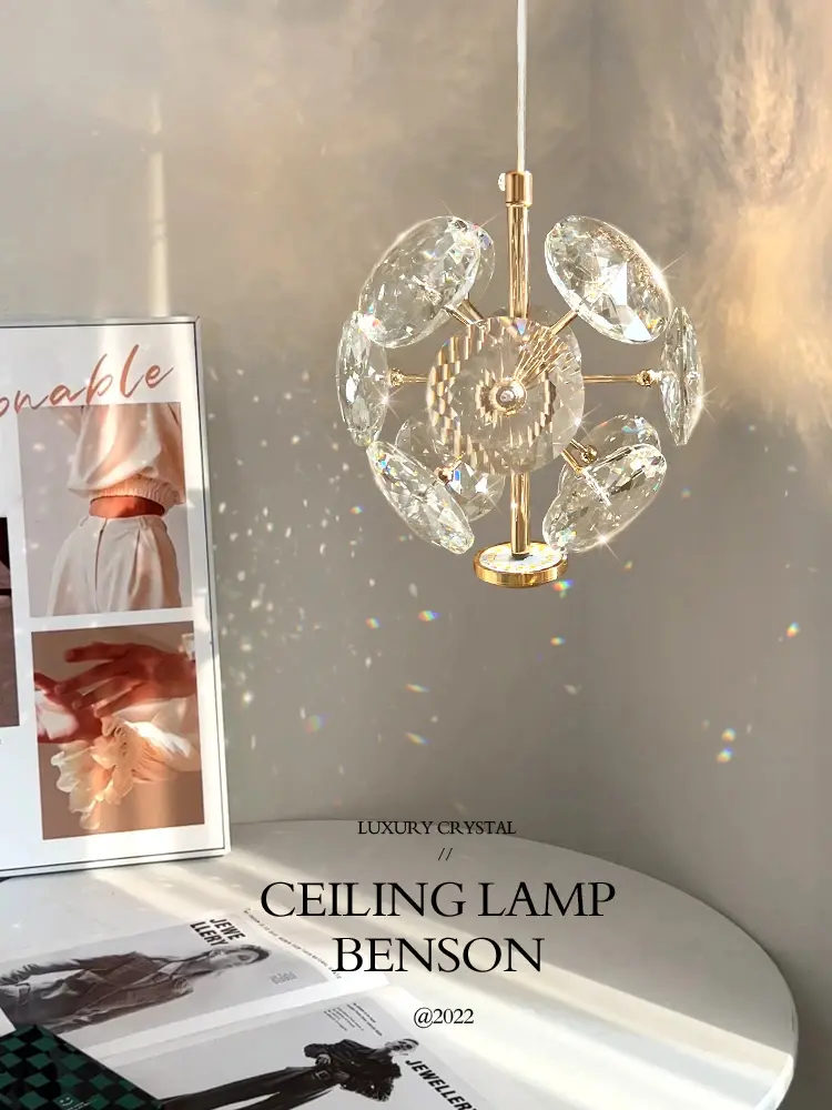 Modern Luxury High Purity K9 Crystal Bedroom Bedside Restaurant Long Line Small Pendant Light Bauhinia Crystal Light Warm G4