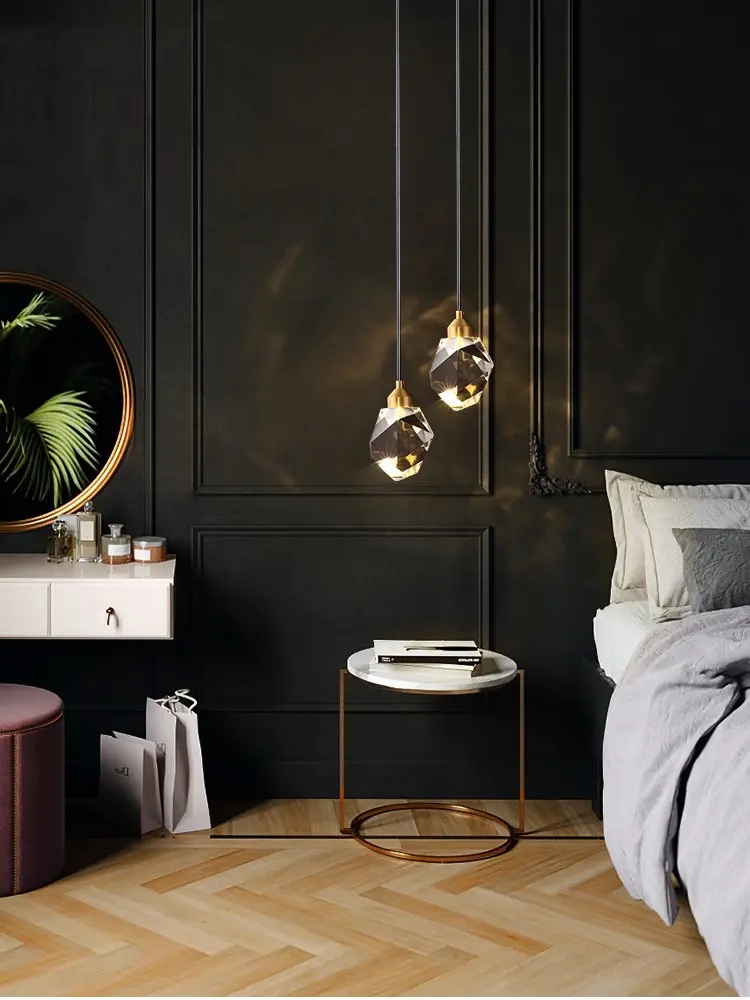 Light Luxury K9 Crystal Small Dhandelier Modern And Minimalist Restaurant Light Bar Counter Bedroom Bedside Long Line Light