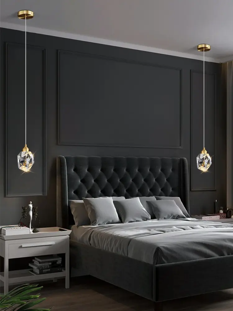 Light Luxury K9 Crystal Small Dhandelier Modern And Minimalist Restaurant Light Bar Counter Bedroom Bedside Long Line Light