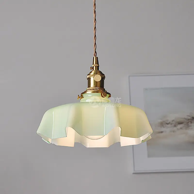 Minimalist glass restaurant pendant light Nordic cream style flower bar table lamp coffee shop booth d