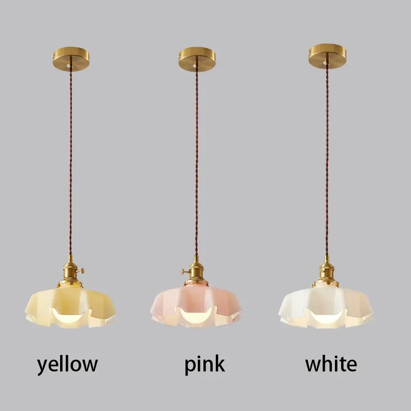 Minimalist glass restaurant pendant light Nordic cream style flower bar table lamp coffee shop booth d