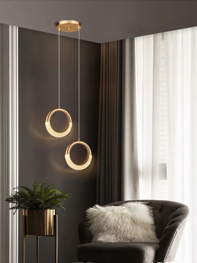Light Luxury Bedroom Bedside Small Pendant Light Modern Long Line Restaurant Study Light Net Red Creative Moon Corridor Light
