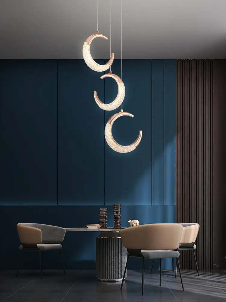 Light Luxury Bedroom Bedside Small Pendant Light Modern Long Line Restaurant Study Light Net Red Creative Moon Corridor Light