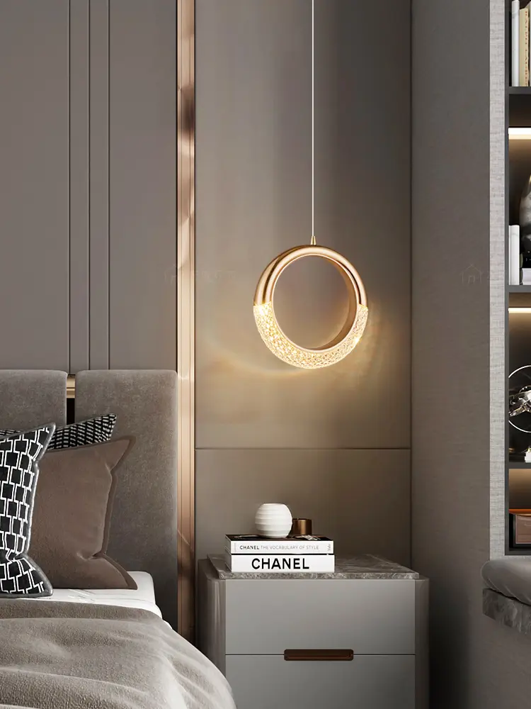 Light Luxury Bedroom Bedside Small Pendant Light Modern Long Line Restaurant Study Light Net Red Creative Moon Corridor Light