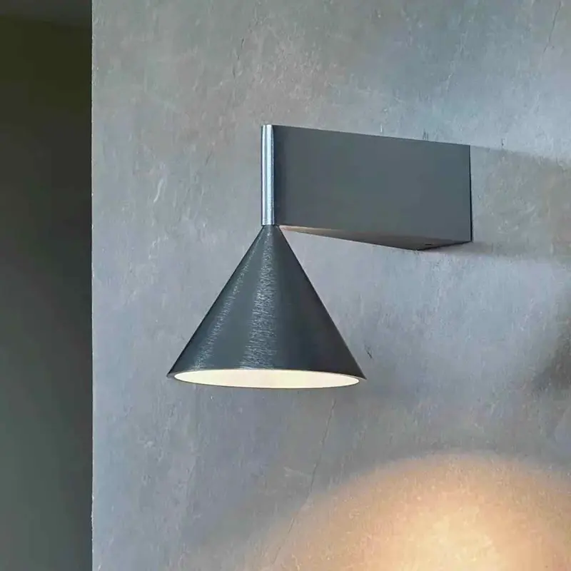 Italian Designer's Minimalist Aluminum Bedside Wall Lamp Corridor Staircase Background Wall Conical Geometric Warm Wall Lamp