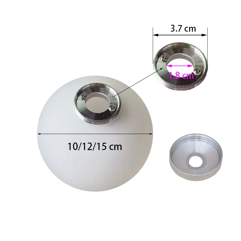 Cream White Frosted Glass Globe Lamp Shade Accessories Aluminum Metal Lid DIY Sphere Shell Accessories G9/ E14/ e27 Glass Cover