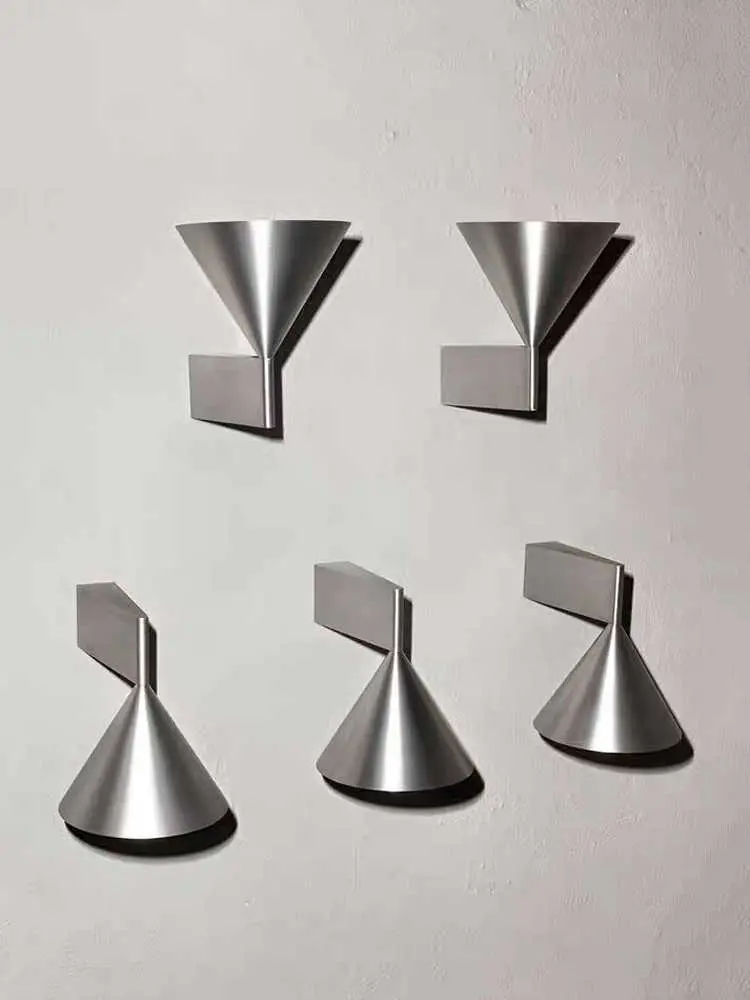 Italian Designer's Minimalist Aluminum Bedside Wall Lamp Corridor Staircase Background Wall Conical Geometric Warm Wall Lamp