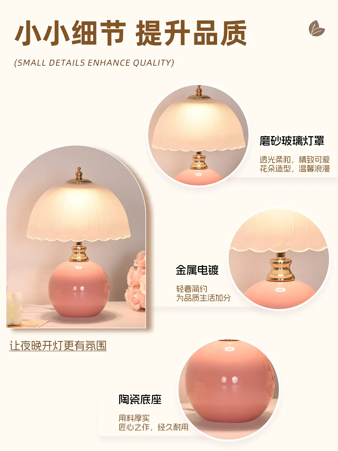 Ceramic Glass Mushroom Table Lamp Bedroom Bedside Table Lamp Desktop Reading Small Book lamp Children's Room Ambient Light