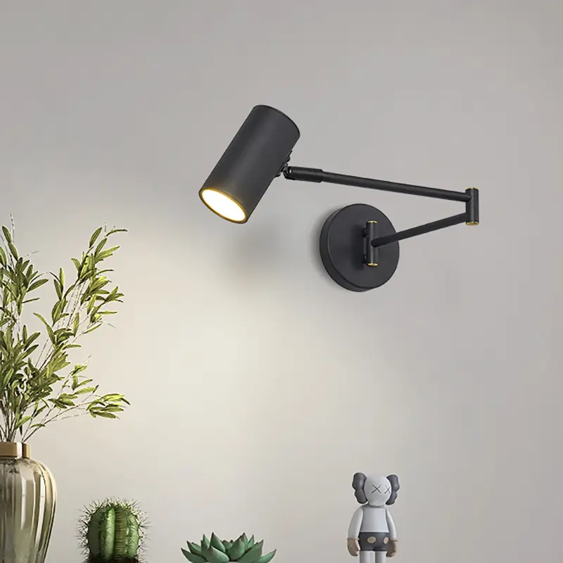 Reversible Angle Retro Walnut Color Solid Wood Wall Light Bedroom Dining Room Universal Swing Wall Light E27 Reading Work Light