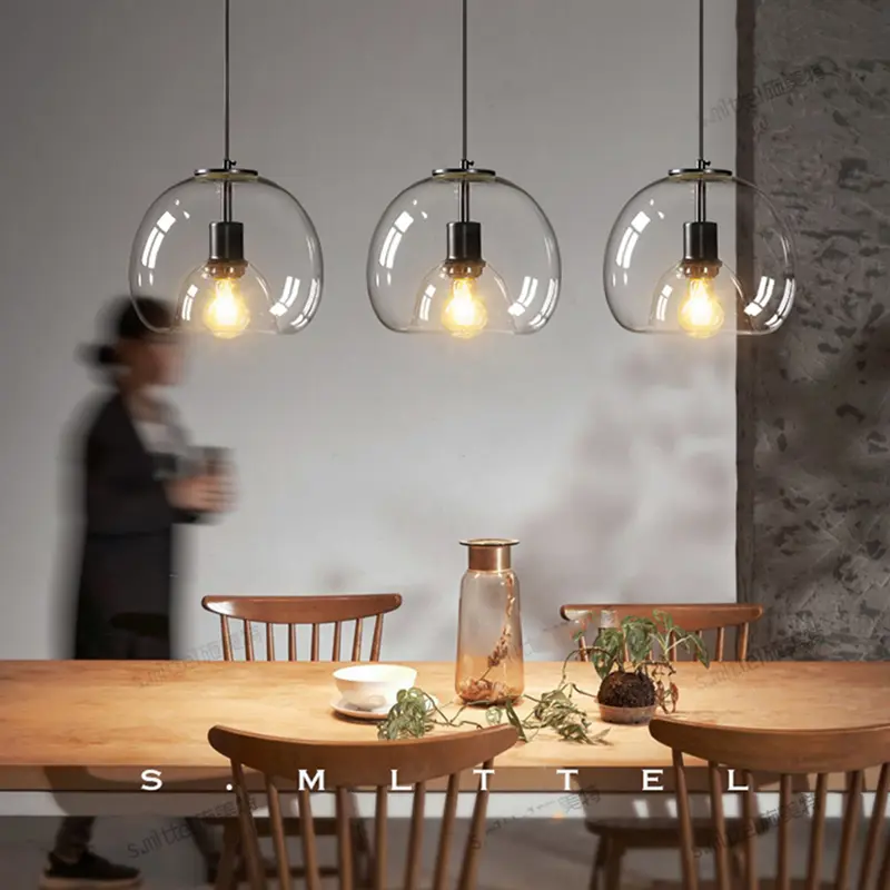 Retro Glass Dining Room Bedroom Living Room Chandelier Amber Lighting Lamp E27 Coffee Shop Atmosphere Art study Studio Lamp