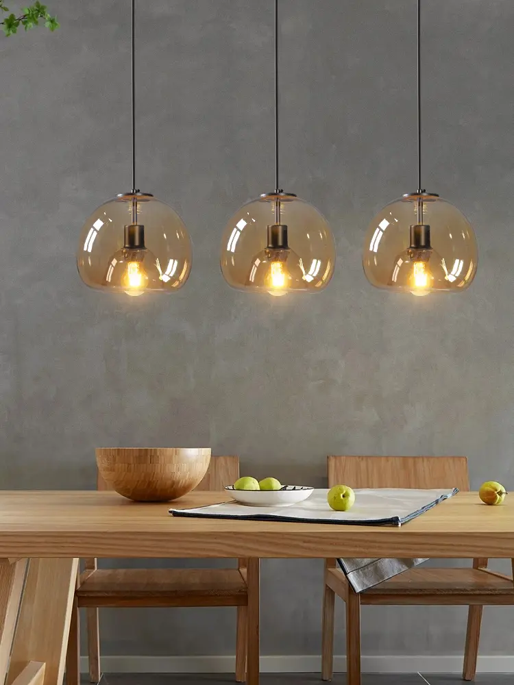 Retro Glass Dining Room Bedroom Living Room Chandelier Amber Lighting Lamp E27 Coffee Shop Atmosphere Art study Studio Lamp