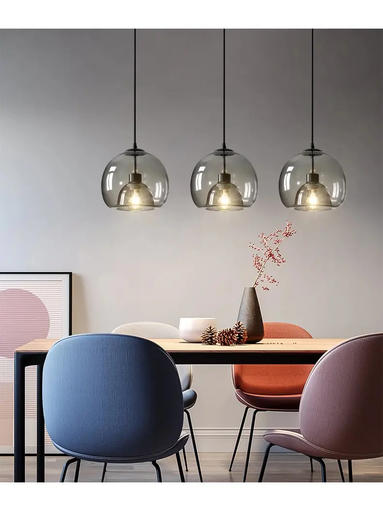 Retro Glass Dining Room Bedroom Living Room Chandelier Amber Lighting Lamp E27 Coffee Shop Atmosphere Art study Studio Lamp