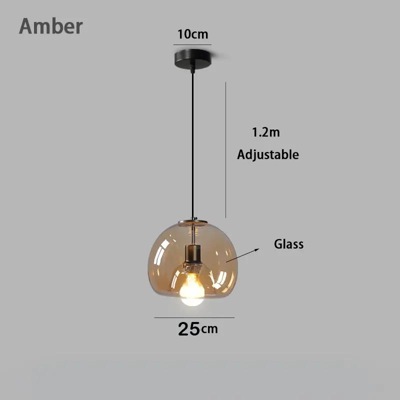 Retro Glass Dining Room Bedroom Living Room Chandelier Amber Lighting Lamp E27 Coffee Shop Atmosphere Art study Studio Lamp