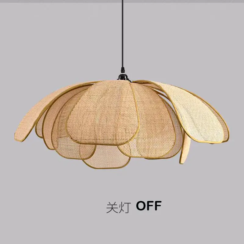 Nordic Modern Retro Hand-woven Lotus Chandelierdining Room Bedroom Living Room Lighting Fixtures E27 Flower Lamp Study Lamp