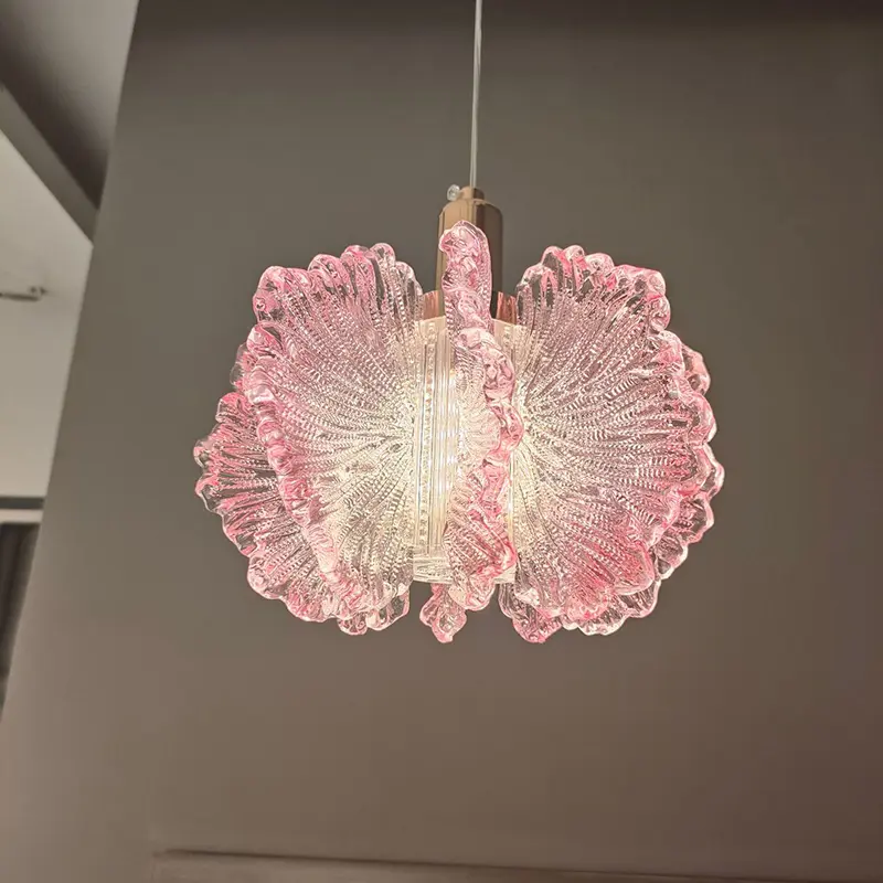 Nordic French Cream-style Long Line Chandelier Bedroom Bedside Lamp Dining Room Chandelier Acrylic Flower Warm Atmosphere Lamp