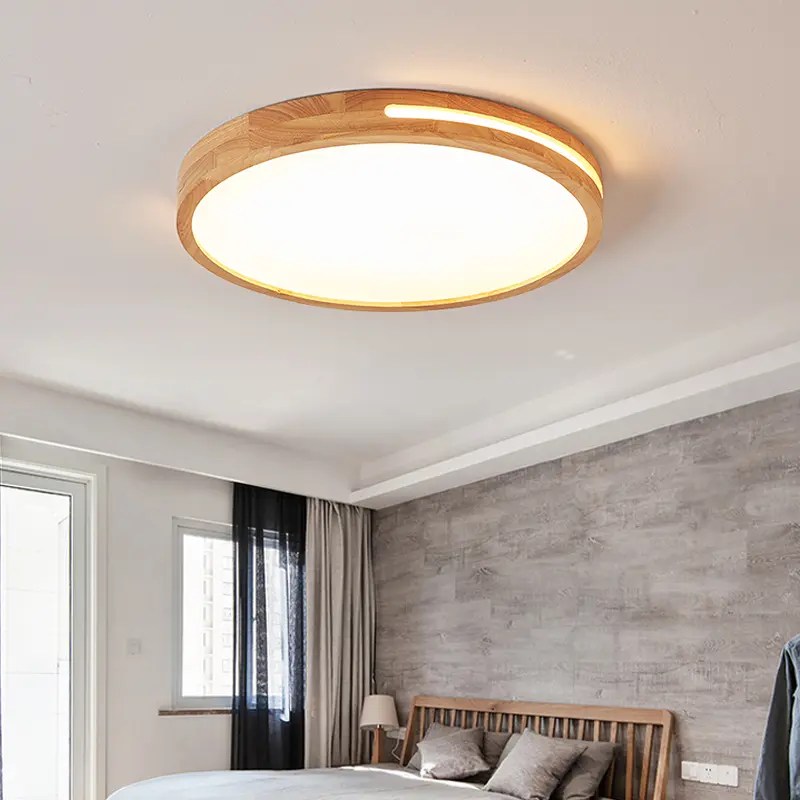 Nordic Simple Solid Wood Ceiling Lamp Modern Fashion Aisle Lamp Circular Three Color LED Lamp Ultra Thin Study Bedroom Lamp