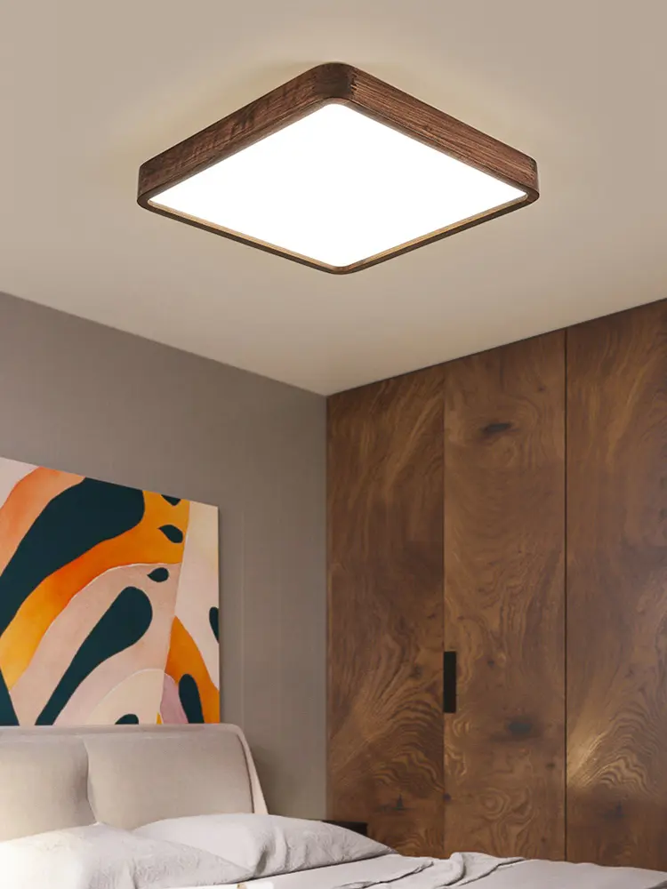 Nordic Simple Solid Wood Ceiling Lamp Modern Fashion Aisle Lamp Circular Three Color LED Lamp Ultra Thin Study Bedroom Lamp