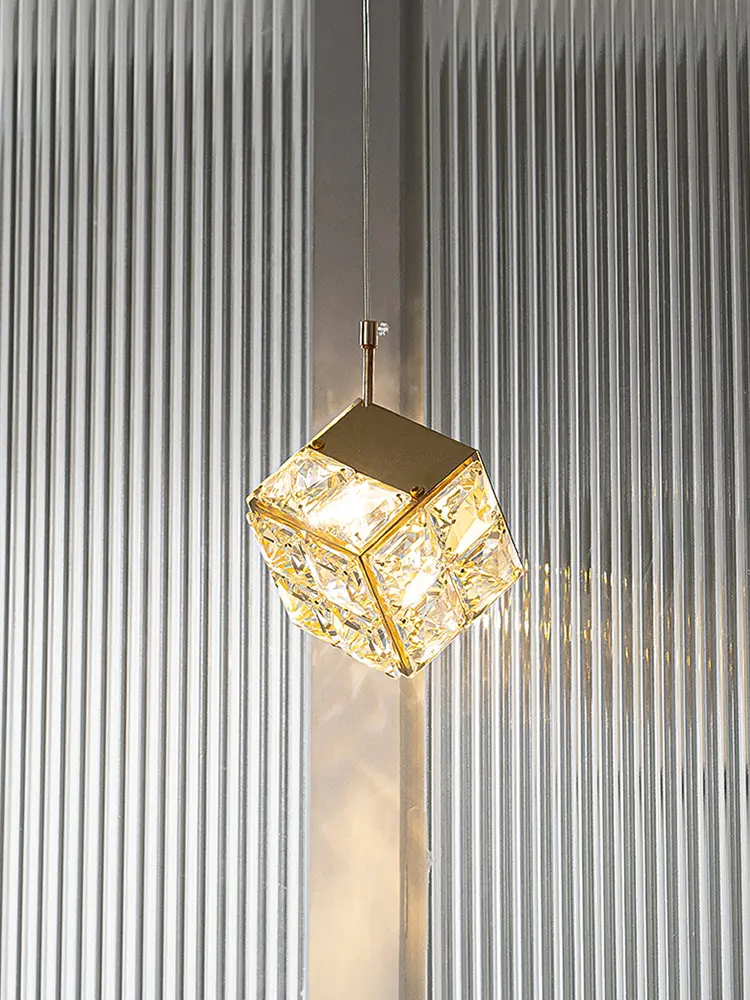 Light Luxury French Modern Crystal Bedroom Headboard Long Chandelier Dandelion Dining Room Bedroom Atmosphere Water Cube Lamp