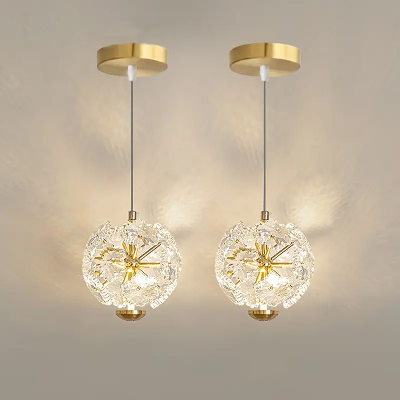 Light Luxury French Modern Crystal Bedroom Headboard Long Chandelier Dandelion Dining Room Bedroom Atmosphere Water Cube Lamp