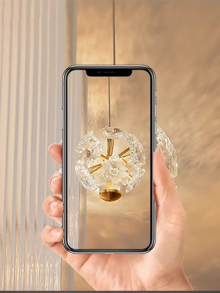 Light Luxury French Modern Crystal Bedroom Headboard Long Chandelier Dandelion Dining Room Bedroom Atmosphere Water Cube Lamp