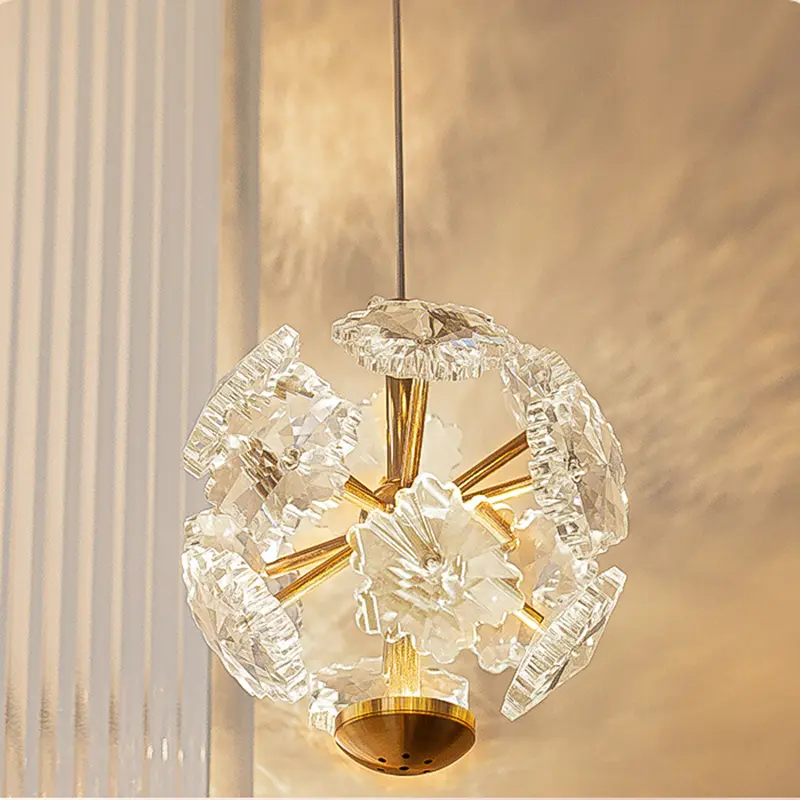 Light Luxury French Modern Crystal Bedroom Headboard Long Chandelier Dandelion Dining Room Bedroom Atmosphere Water Cube Lamp