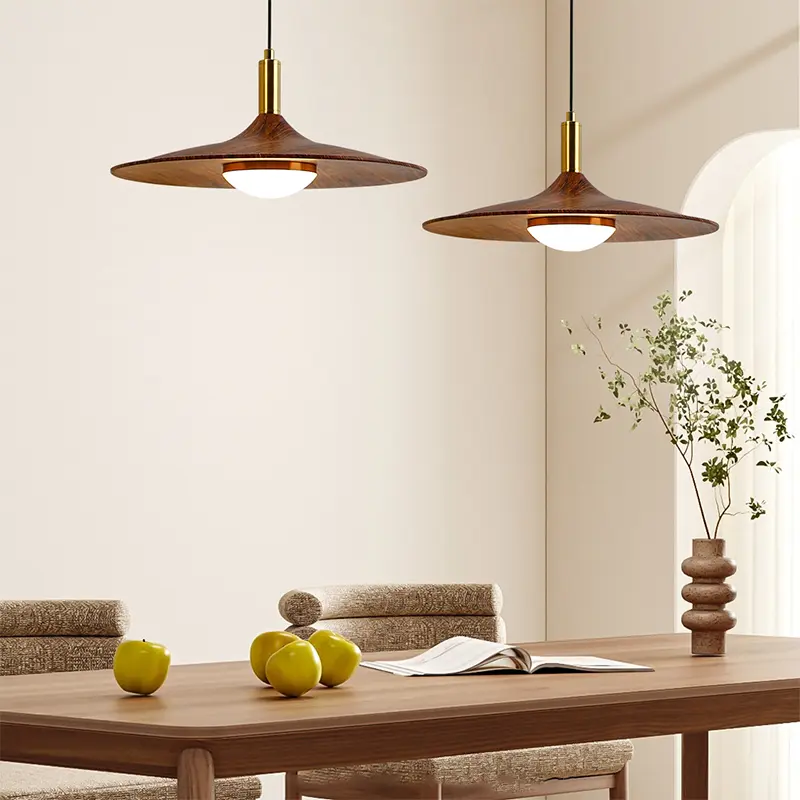 Classical Post-modern Dining Room Bedroom Study Lighting Chandelier Retro Simple Wind Walnut Color Warm Tea Room Lighting