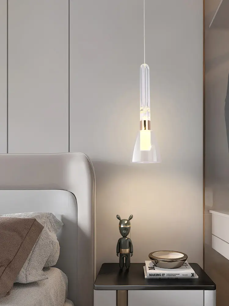 Modern Restaurant Chandelier Cream Wind Bedroom Bedside Long Line Chandelier Acrylic Fashion Nordic Simple Warm Lighting