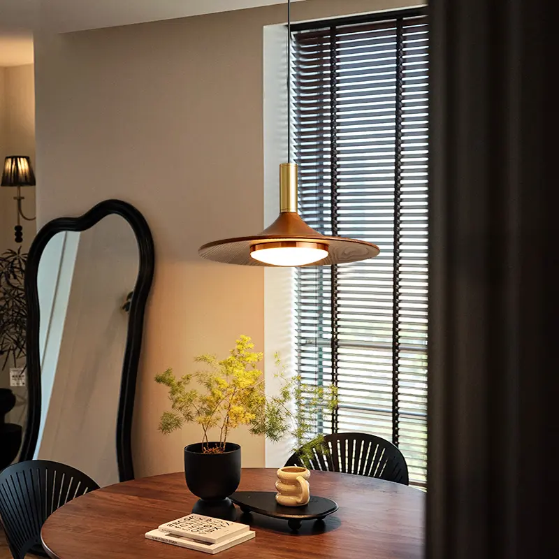 Classical Post-modern Dining Room Bedroom Study Lighting Chandelier Retro Simple Wind Walnut Color Warm Tea Room Lighting