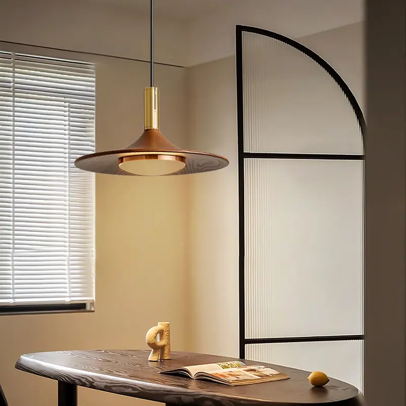 Classical Post-modern Dining Room Bedroom Study Lighting Chandelier Retro Simple Wind Walnut Color Warm Tea Room Lighting