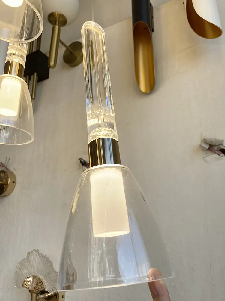 Modern Restaurant Chandelier Cream Wind Bedroom Bedside Long Line Chandelier Acrylic Fashion Nordic Simple Warm Lighting