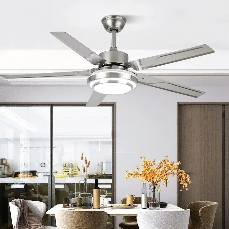 Large American Style Wind Turbine Fan, Living Room, Bedroom, Dining Room, with Remote Control Pendant Light, LED Fan Light