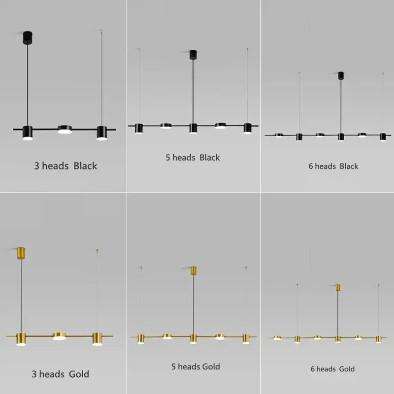 Modern LED Pendant Light Remote Dimming Indoor Lighting Art Ceiling Pendant Light Gold Long Strip Kitchen Restaurant Decoration