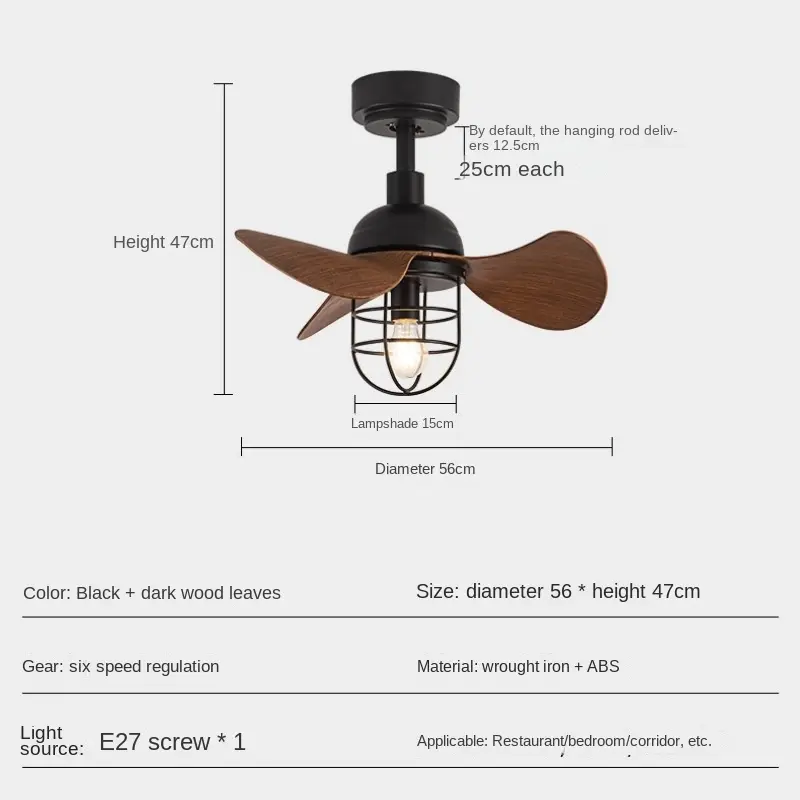 American Retro Fan Light, Ceiling Fan Light, Industrial Household Restaurant, Export Balcony Small Electric Fan Light