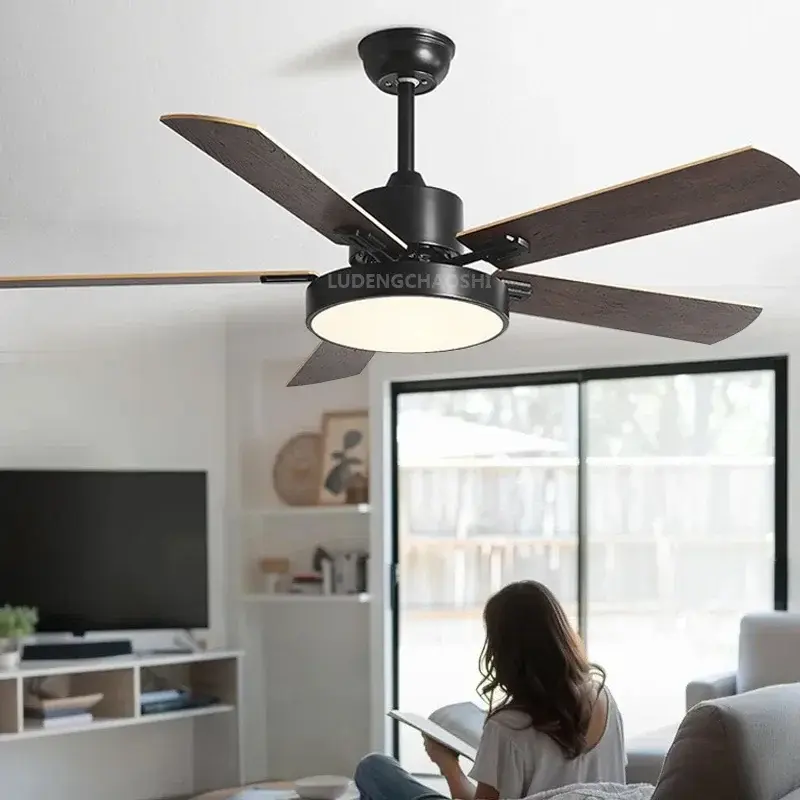 52 Inch Ceiling Fan with Light, Remote Control, Living Room, Dining Room, Bedroom, High Air Volume, Reversible DC Motor Fan