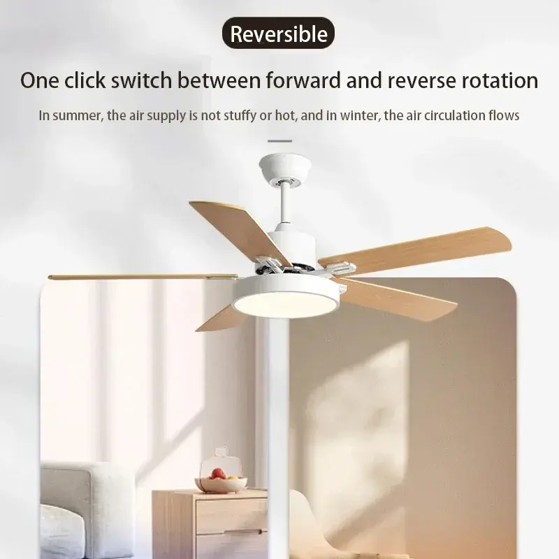 52 Inch Ceiling Fan with Light, Remote Control, Living Room, Dining Room, Bedroom, High Air Volume, Reversible DC Motor Fan