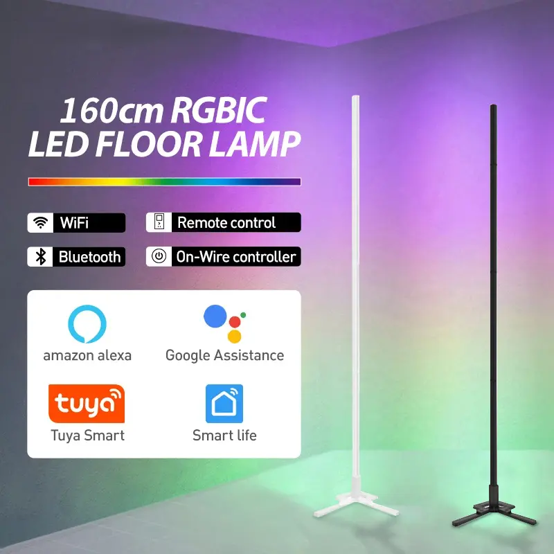 Tuya RGB LED Floor Light, Colorido, Controle Remoto, Aplicação Inteligente, Ambiente De Manto Moderno, 160cm