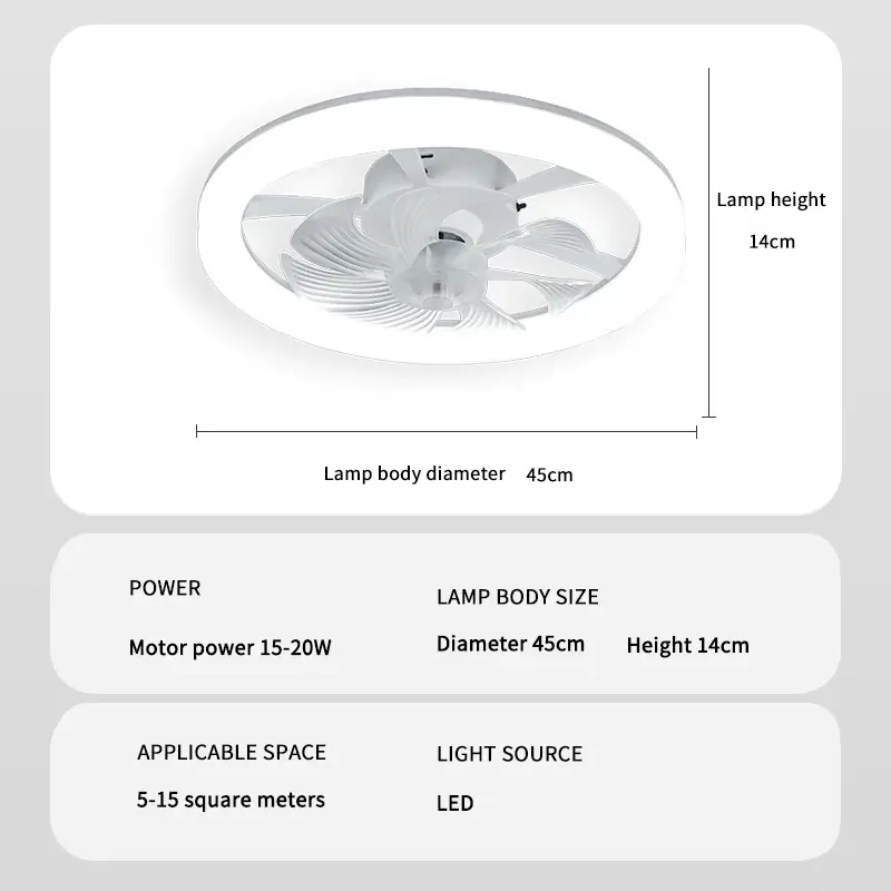 Intelligent Ceiling Fan Remote Control Bedroom Decoration Ventilation Fan Light 45cm Bedroom Decoration Silent Fan With Light