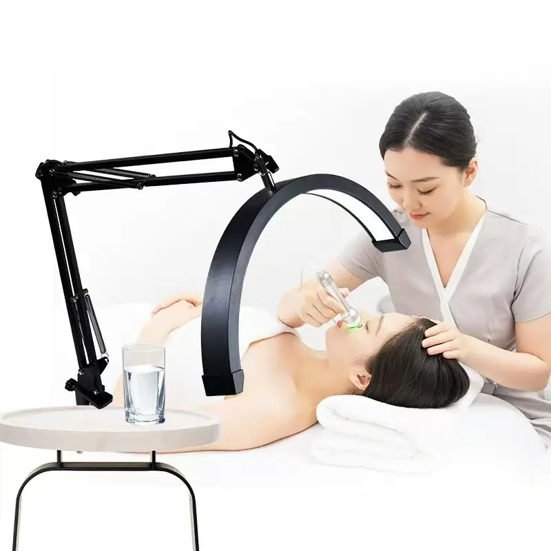 16 Inch LED Half Moon 360 Degree Rotating Fill Light Beauty, Skincare, Nail Art Shooting Brightness Adjustable Desktop Desk Lamp