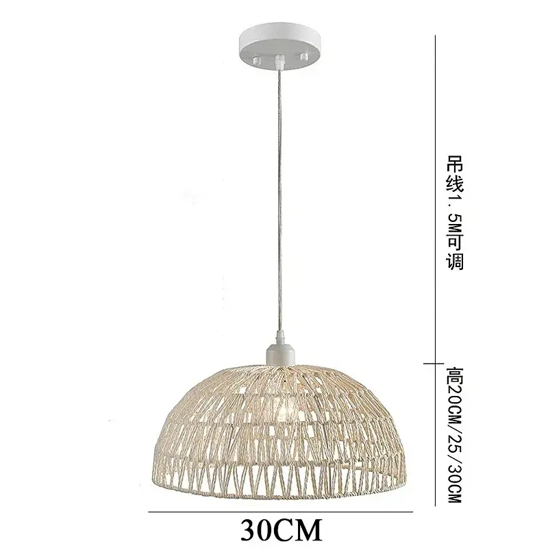 Japanese Style Hemp Rope Pendant Light, Countryside Dining Room, Bedroom, Living Room, E27 Ball Bubble Handmade Pendant Light