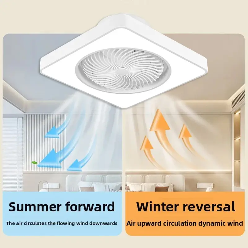 360-degree Enclosed Square Ceiling Ceiling Fan Light Adjustable Speed Dimming Fan Living Room Bedroom Dining Room Ceiling Light