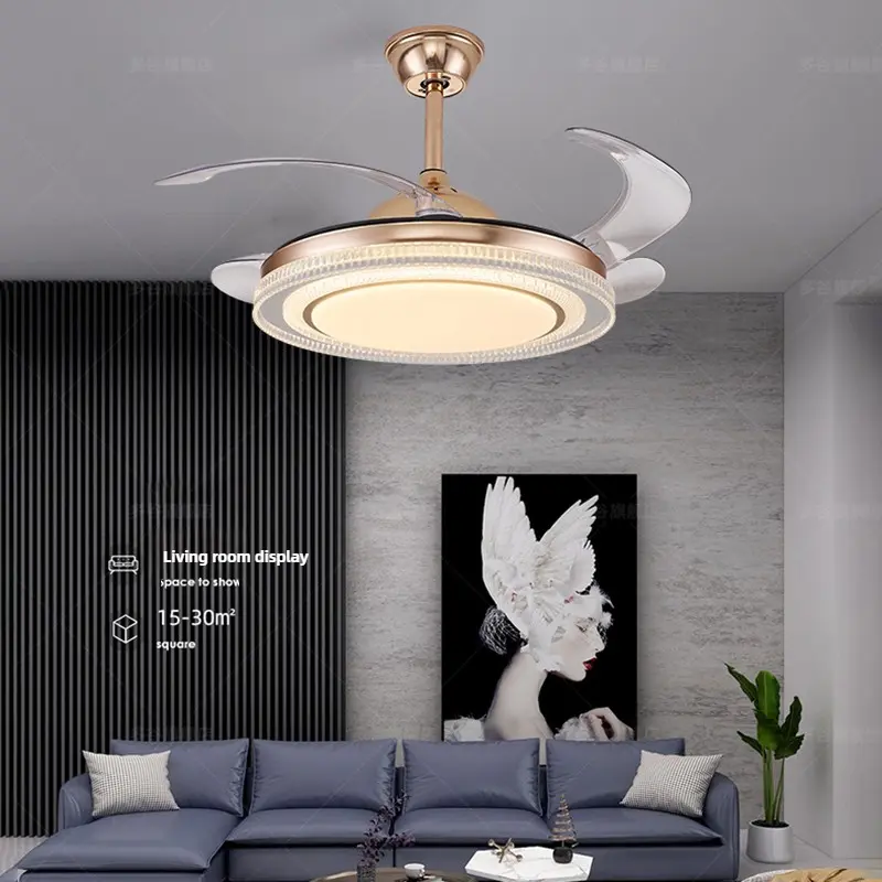 220V Invisible Leaf Ceiling Fan Light, Bedroom, Living Room, Dining Room, Study, with Remote Control Ventilation Pendant Light