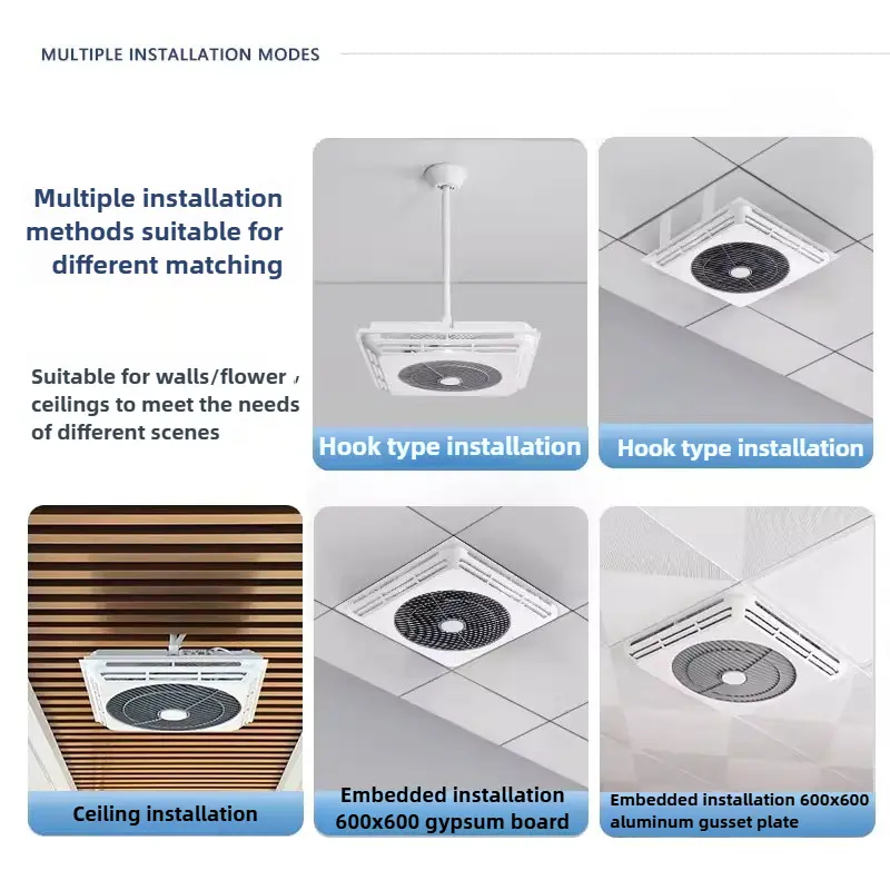 New Intelligent Bladeless Silent Circulating Air Fan Light, Dimmable, LED Light Ceiling Aluminum Buckle Gypsum Board Panel Light
